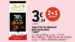 E.Leclerc Tablettes de chocolat noir excellence lindt offre