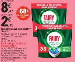 E.Leclerc Tablettes lave-vaisselle fairy offre