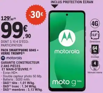 E.Leclerc Pack smartphone go4s + verre trempé motorola offre