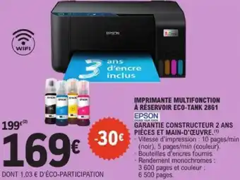 E.Leclerc Imprimante multifonction à réservoir eco-tank 2861 epson offre