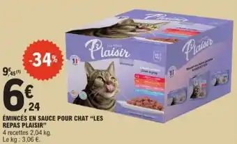 E.Leclerc Émincés en sauce pour chat les repas plaisir offre