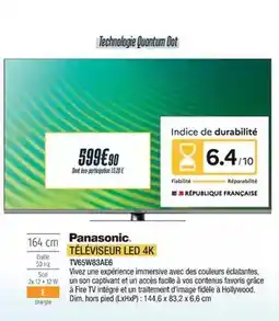 Proxi Confort Panasonic - téléviseur led 4k tv65w83ae6 offre