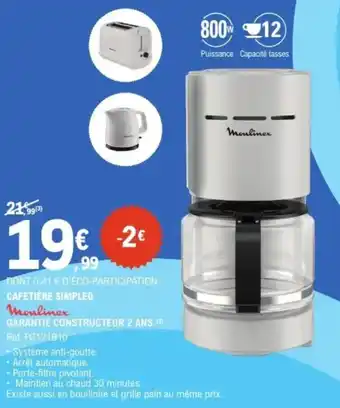 E.Leclerc Cafetière simpleo Moulinex offre