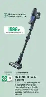 Extra Rowenta - aspirateur balai rh6929wo offre