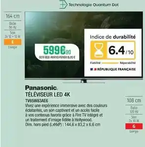 Extra Panasonic - téléviseur led 4k tv65w83ae6 offre