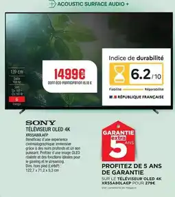 Extra Sony - téléviseur oled 4k xr55a80laep offre