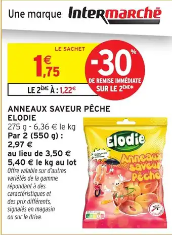 Intermarché Hyper ELODIE Anneaux saveur pêche offre