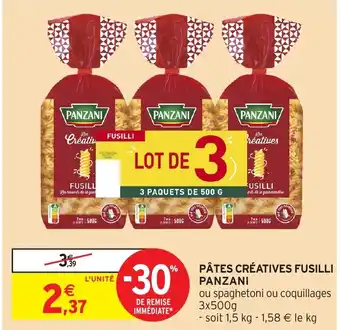 Intermarché Hyper PANZANI Pâtes créatives fusilli offre