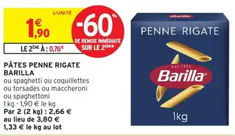 Intermarché Hyper BARILLA Pâtes penne rigate offre