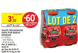 Intermarché Hyper PANZANI Sauce bolognaise 100% pur boeuf offre