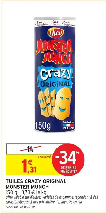 Intermarché Hyper MONSTER MUNCH Tuiles crazy original offre