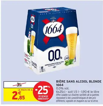 Intermarché Hyper 1664 Bière sans alcool blonde offre