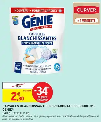 Intermarché Hyper GENIE Capsules blanchissantes percabonate de soude x12 offre