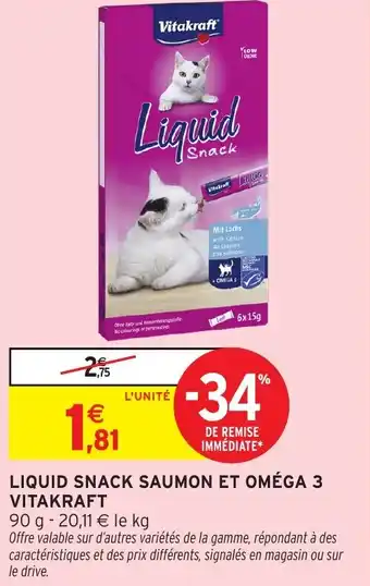 Intermarché Hyper VITAKRAFT Liquid snack saumon et oméga 3 offre