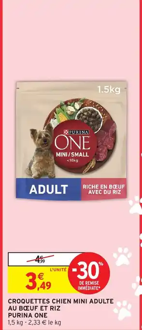 Intermarché Hyper PURINA ONE Croquettes chien mini adulte au bœuf et riz offre