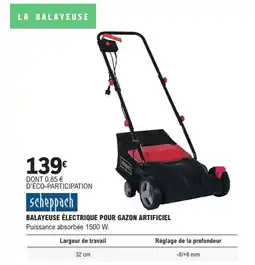 E.Leclerc Brico SCHEPPACH Balayeuse électrique pour gazon artificiel offre