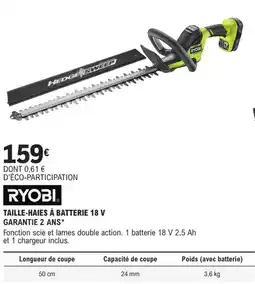 E.Leclerc Brico RYOBI Taille-haies à batterie 18 v offre