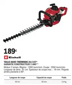 E.Leclerc Brico Taille-haies thermique 24,5 cc offre