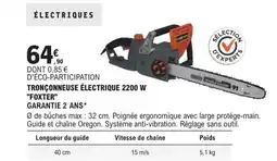 E.Leclerc Brico "FOXTER" Tronçonneuse électrique 2200 w offre