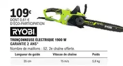 E.Leclerc Brico RYOBI Tronçonneuse électrique 1900 w offre