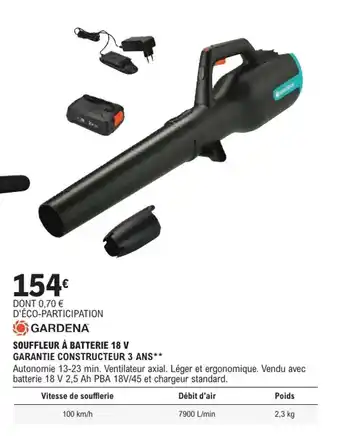 E.Leclerc Brico GARDENA Souffleur à batterie 18 v offre