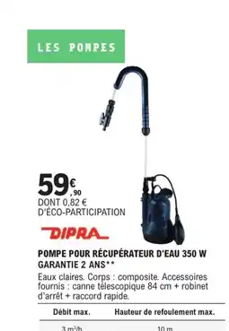 E.Leclerc Brico DIPRA Pompe pour récupérateur d'eau 350 w offre