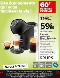 Carrefour Krups machine multi boissons génio s dolce gusto offre