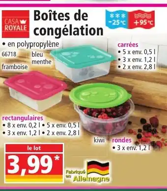 Norma Boîtes de congélation offre