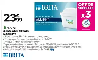 Carrefour BRITA pack de 3 cartouches filtrantes maxtra pro offre