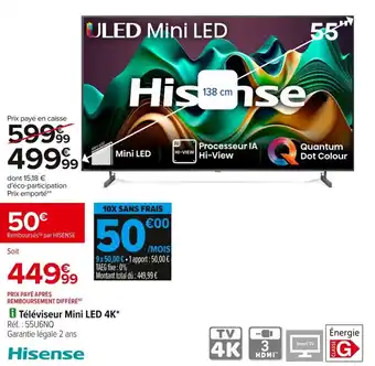 Carrefour Hisense televiseur mini led 4k offre