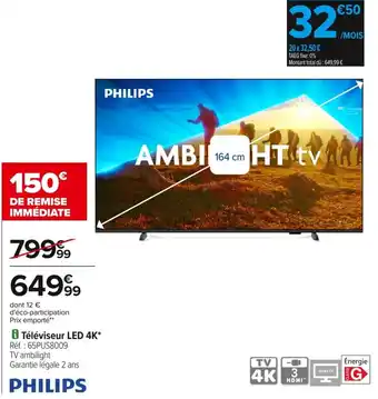 Carrefour Philips tele viseur led 4k offre