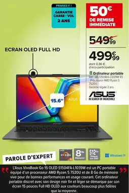 Carrefour Asus ordinateur portable offre