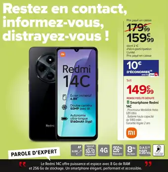 Carrefour Smartphone redmi 14c offre