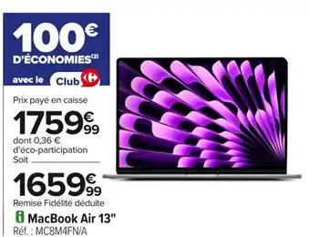 Carrefour Macbook air 13 offre