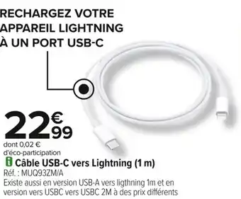 Carrefour Cable usb vers lightning offre