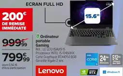 Carrefour Lenovo ordinateur portable gaming offre