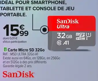 Carrefour Sandisk carte micro sd 32go offre