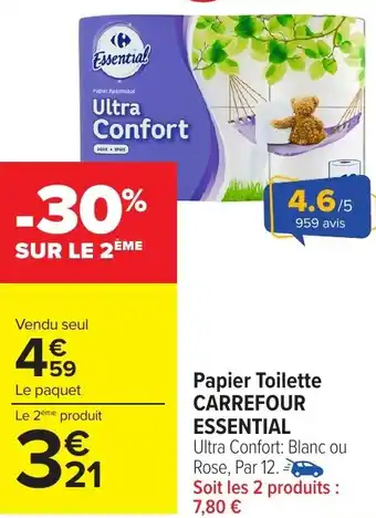 Carrefour Market Papier Toilette CARREFOUR ESSENTIAL offre