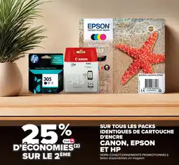 Carrefour Sur tous les packs identiques de cartouche d'encre canon, epson et hp offre