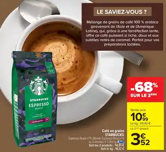 Carrefour Café en grains STARBUCKS offre