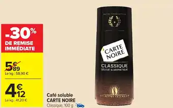 Carrefour Café soluble CARTE NOIRE offre