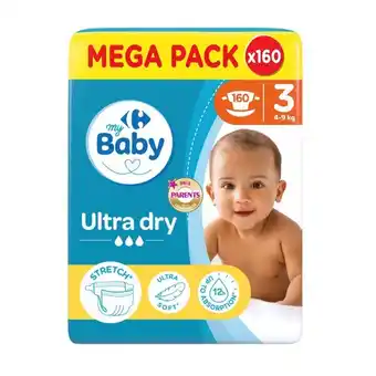 Carrefour CARREFOUR BABY Couches Ultra Dry Mega Pack offre