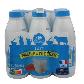 Carrefour CARREFOUR CLASSIC' Lait U.H.T. Facile à Digérer offre