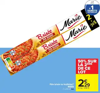 Carrefour Pâte brisée ou feuilletée Marie offre