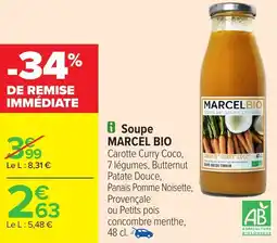 Carrefour Soupe MARCEL BIO offre