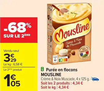 Carrefour Purée en flocons MOUSLINE offre