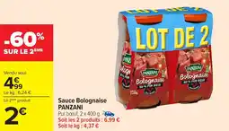 Carrefour Sauce Bolognaise PANZANI offre