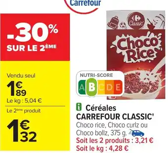 Carrefour Céréales CARREFOUR CLASSIC' offre