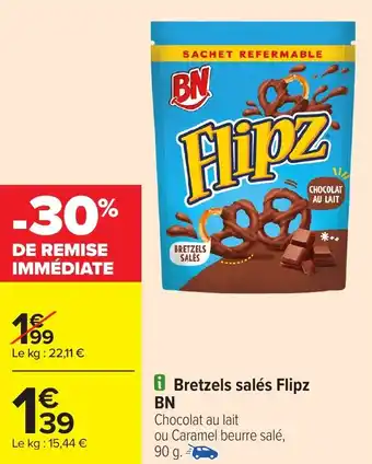 Carrefour Bretzels salés Flipz BN offre