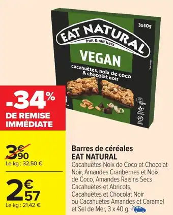 Carrefour Barres de céréales EAT NATURAL offre